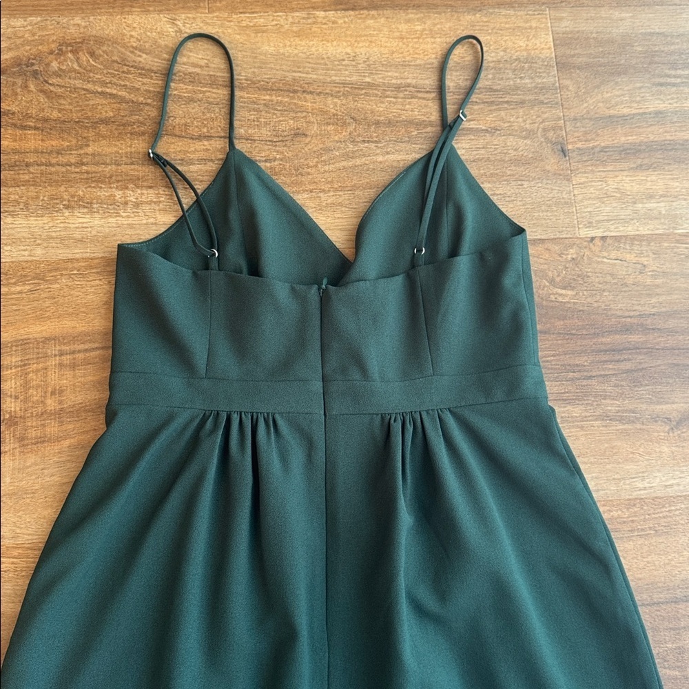 Park & Fifth Valdes Dress Elegant Bridesmaid Gown Leg Slit Hunter Green Size 4 - Picture 8 of 9